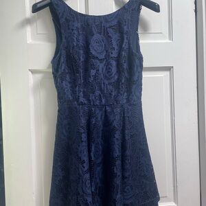 Elegant Navy Lace Dress